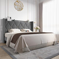 Queen Bed Frame with Storage Headboard & Smart Charging Station