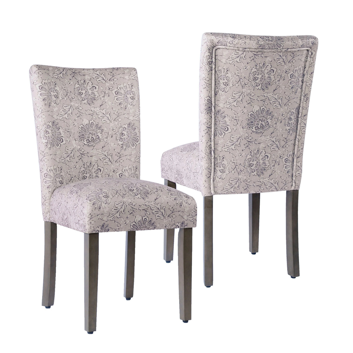 Set of 2 Upholstered Medallion Dining Chairs, Comfortable Parsons Style Chairs for Kitchen and Dining Room