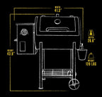 Wood Fired Pellet Grill with Flame Broiler, 700 Sq. In. Cooking Space