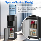 Manastin Top Loading Water Dispenser - Hot and Cold Water, Child Lock, Removable Water Tray, Extra Storage, Black