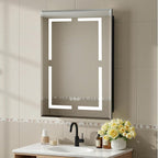 16X24 Inch Bathroom Medicine Cabinet, Adjustable 3-Color Brightness Dimming LED Mirror Recessed, Black