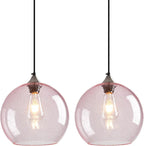 Amber Pendant Lights Kitchen Island 3 Pack, 5.9 in Seeded Glass Globe