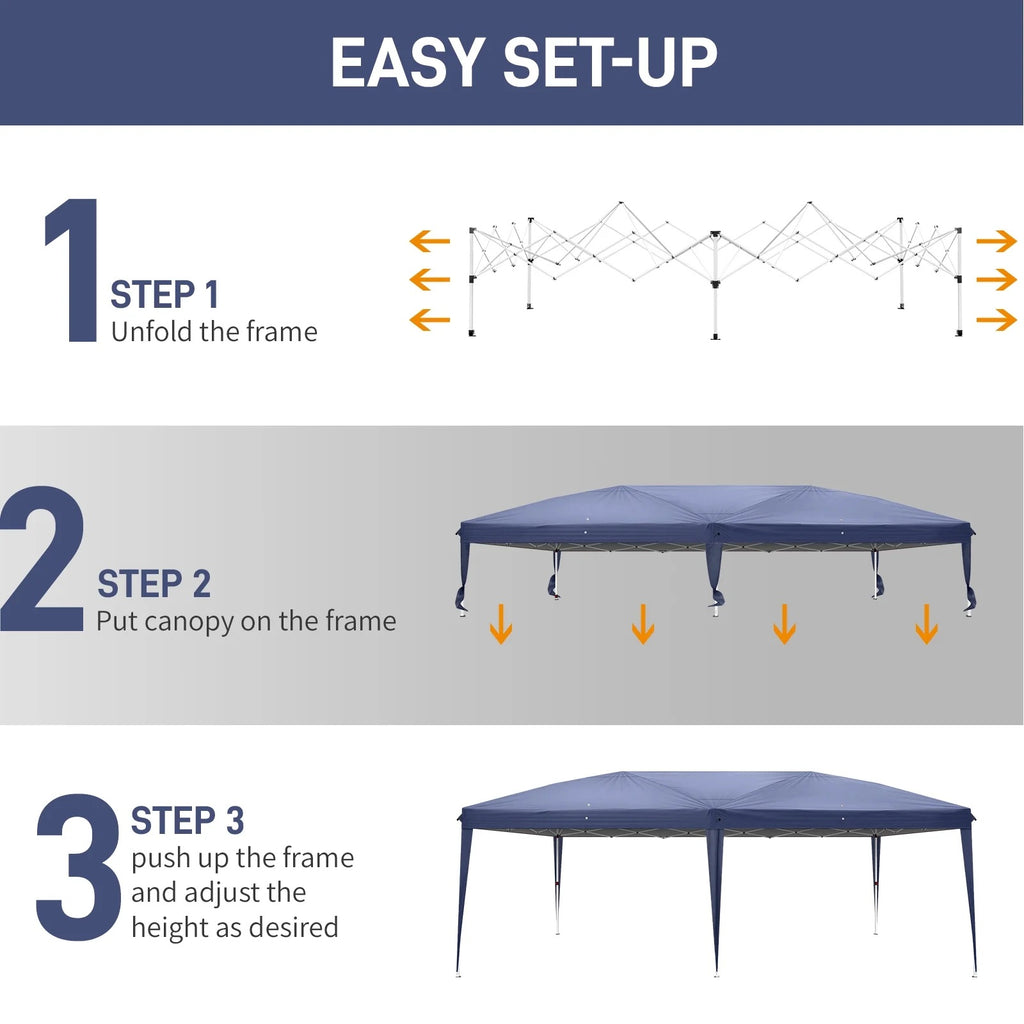 UBesGoo Ez Pop Up Patio Canopy Tent Gazebo Outdoor Party with 6 Sidewalls 10 x 20 ft Blue