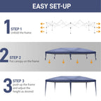 UBesGoo Ez Pop Up Patio Canopy Tent Gazebo Outdoor Party with 6 Sidewalls 10 x 20 ft Blue