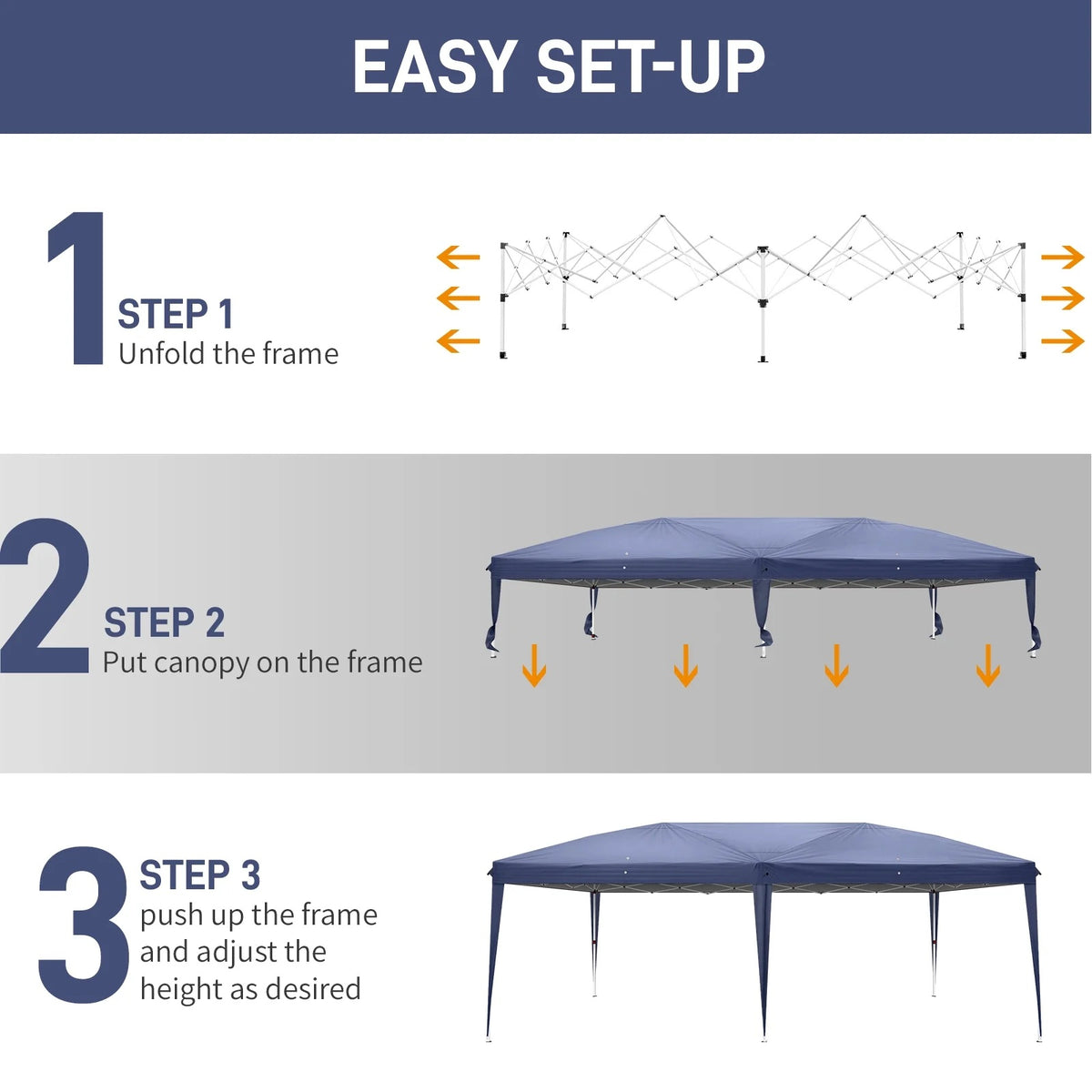 UBesGoo Ez Pop Up Patio Canopy Tent Gazebo Outdoor Party with 6 Sidewalls 10 x 20 ft Blue