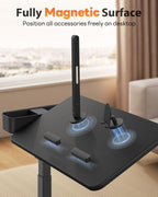 Magnetic Height and 360° Angle Adjustable Overbed Bedside Table Tray