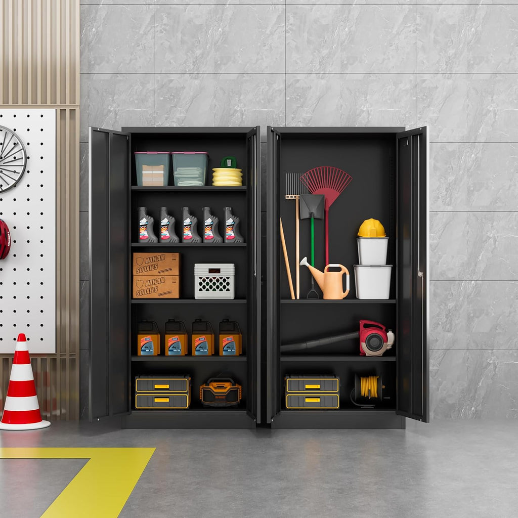 Metal Storage Cabinet, Garage Storage Cabinet with Doors and 2 Adjustable Shelves, 36" White Metal Cabinet, Locking Cabinet for Home,Garage,Office,School