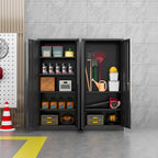 Metal Storage Cabinet, Garage Storage Cabinet with Doors and 2 Adjustable Shelves, 36" White Metal Cabinet, Locking Cabinet for Home,Garage,Office,School