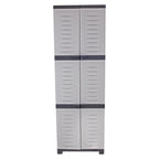 Sunnydaze Lockable Adjustable 72" Plastic 4-Shelf Freestanding Garage Storage Cabinet, Charcoal with Gray Trim