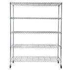 Tcbosik 5-Tier Heavy Duty Metal Storage Rack, NSF Certified Rolling Wire Shelving Unit with Adjustable Shelves for Home Office, Silver