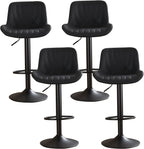 Modern Adjustable Bar Stools Set of 2,Swivel Backs with Faux Leather Counter Height for Kitchen Island Breakfast Bar Chairs Padded Seats for Bar(Black)