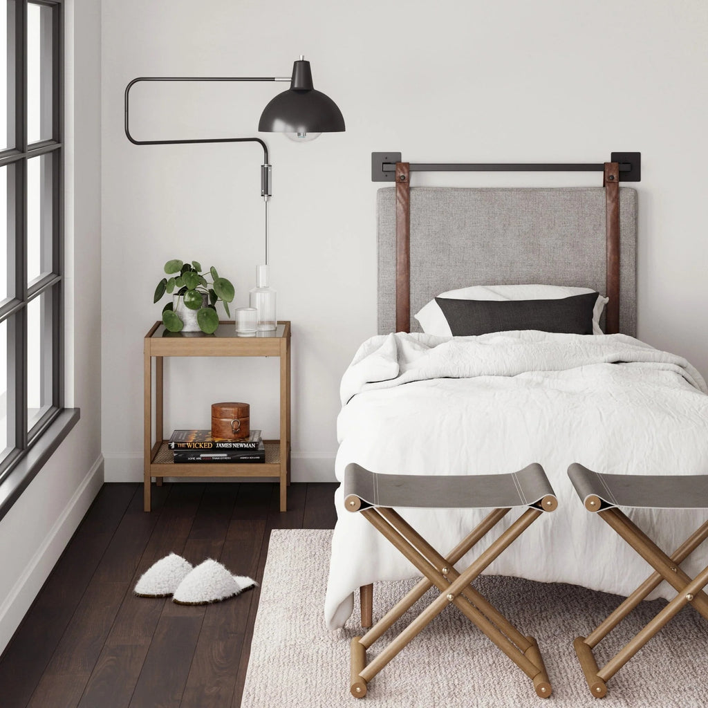 Wall Mount Upholstered Headboard with Metal Rail - Modern Bedroom Headboard