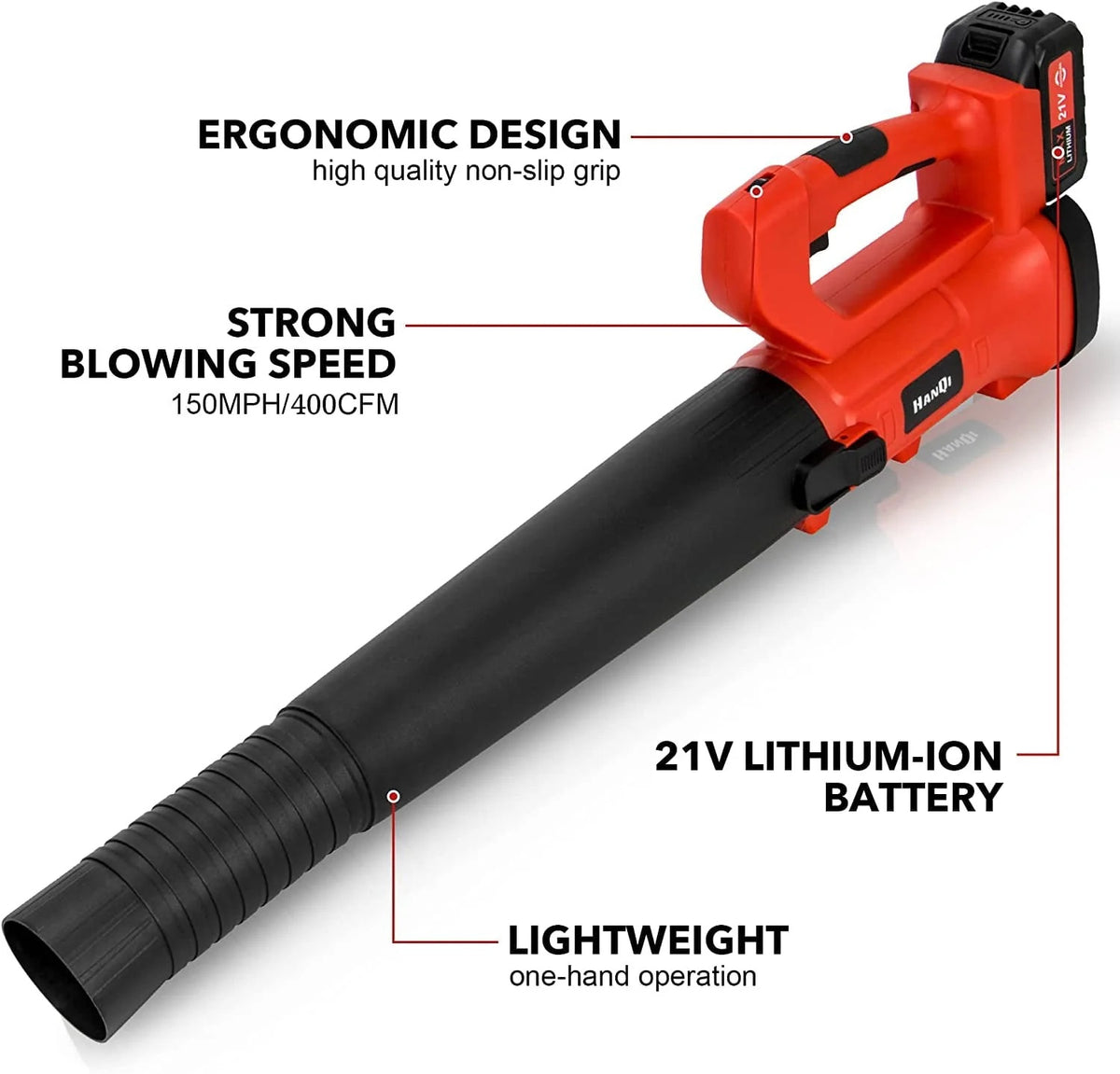 Cordless Leaf Blower 400CFM 6-Speed 150 MPH with 4.0Ah Battery & Charger Electric Handheld Leaf Blower for Lawn Care Sweeping Snow and Surface Dust Cleaning