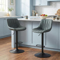 Bar Stools Set of 2 for Kitchen Island, White Faux Leather Padded