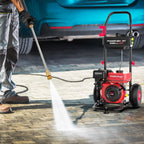 PowerSmart Gas Pressure Washer, 212cc, 3400PSI, 2.5GPM, 10-inch Wheel, for Cars/ Fences Cleaning