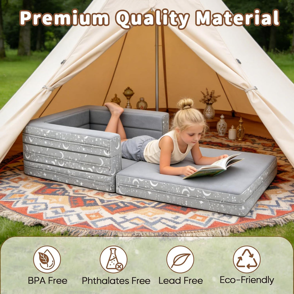 Portable Toddler Travel Bed, 3 in 1 Foldable Toddler Floor Bed No Assembly