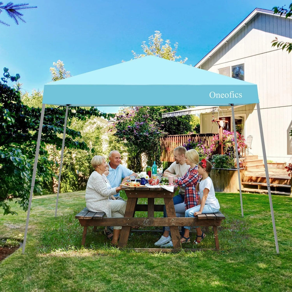 Canopy Tent, 10X10 FT Pop Up Canopy Outdoor Instant Tent Slant Legs with Carrying Bag, Portable Gazebo Shelter for Patio Deck Garden and Beach - 8X8 FT Canopy Cover (Dark Blue)