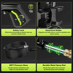 Gisam Electric High Pressure Washer, 4300 PSI 2.5 GPM, with 4 Quick Connect Nozzles, Foam Can,  for Cars/ Fences/ Driveways/ Patios / Home Cleaning