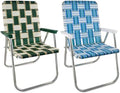 Outdoor Chairs for Camping. Made with Lightweight Aluminum Frames and UV-Resistant Webbing. Folds for Easy Storage 2- Pack (Charleston with Green Arms, Classic)