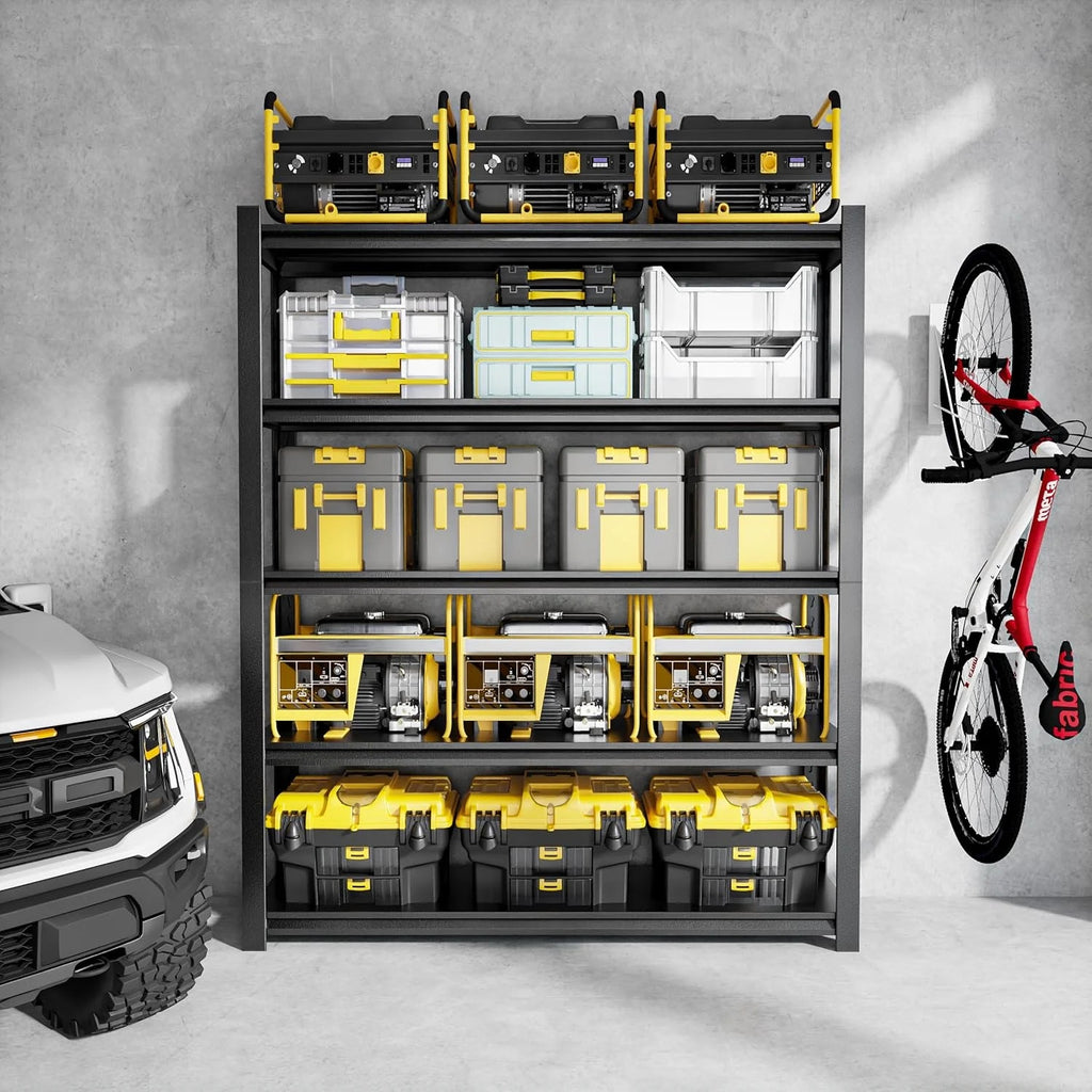 59" W Garage Shelving,5-Tier Heavy Duty Shelving Unit,3000LBS Adjustable Metal Storage Shelves,Storage Rack Units for Industrie,Shed,Warehouse,Basement,Black,59" W x 20" D x 72" H