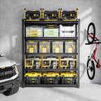 59" W Garage Shelving,5-Tier Heavy Duty Shelving Unit,3000LBS Adjustable Metal Storage Shelves,Storage Rack Units for Industrie,Shed,Warehouse,Basement,Black,59" W x 20" D x 72" H