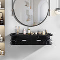 RESHABLE Modern Wall-Mounted Salon Station Barber Cabinet with Locking Drawer Storage Table for Hair Stylist Black