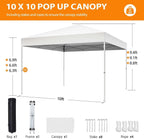 Puppys 10 X 10ft Pop Up Canopy Tent Easy Set up Outdoor Instant Straight Legs Portable Gazebo Shelter with Wheeled Bag for Camp Beach Patio and Garden (Blue)