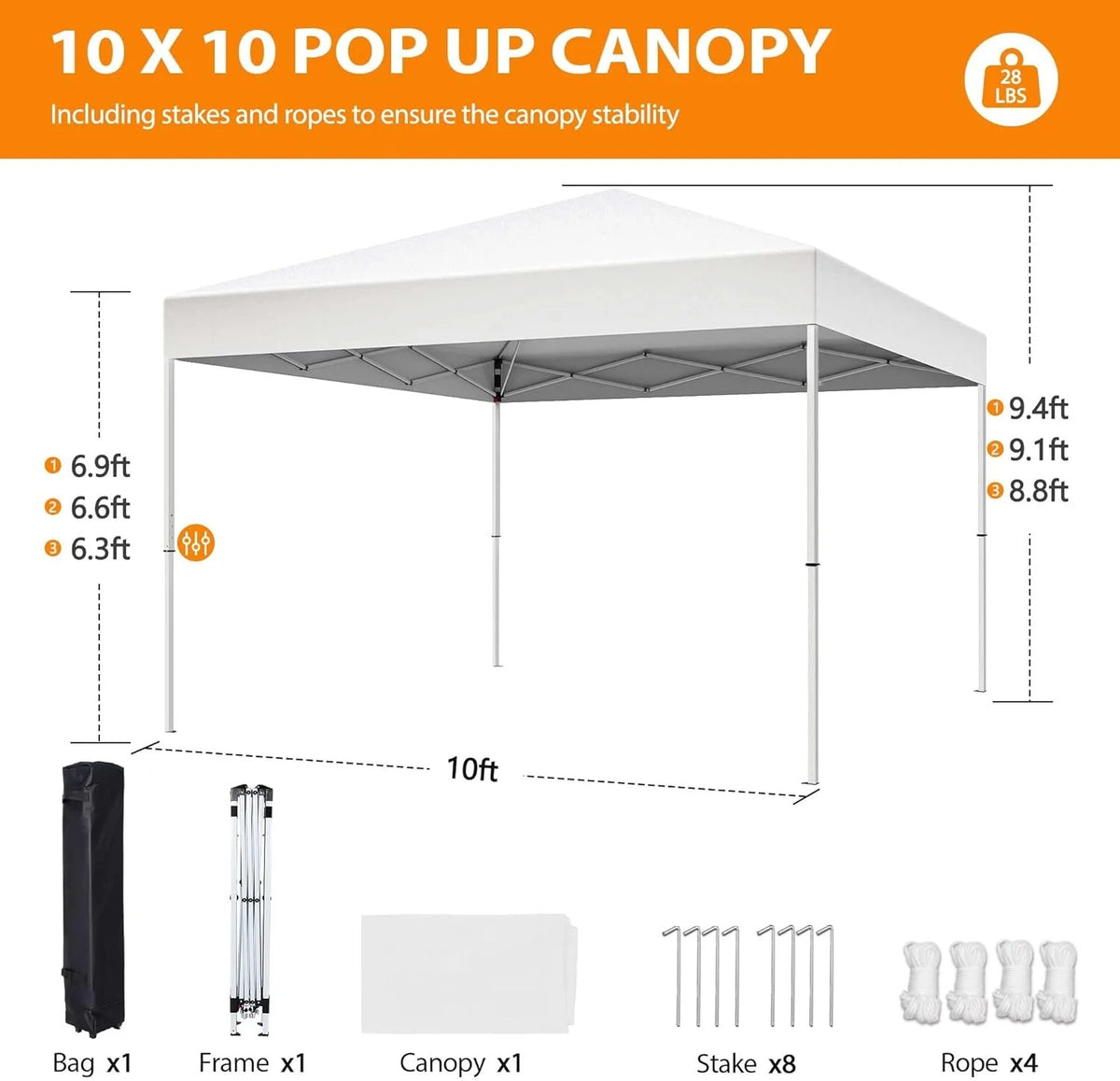 Puppys 10 X 10ft Pop Up Canopy Tent Easy Set up Outdoor Instant Straight Legs Portable Gazebo Shelter with Wheeled Bag for Camp Beach Patio and Garden (Blue)