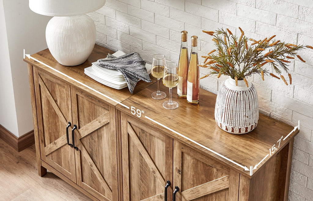 Buffet Cabinet Sideboard Storage Cabinet with Adjustable Shelves for Living Room Rustic Walnut