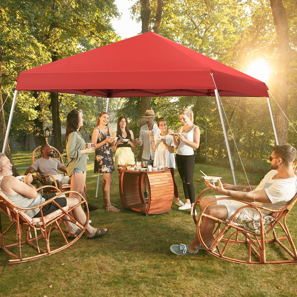 10x10 Pop Up Canopy Tent With Durable Silver Coated Cover And Adjustable Slant Legs, Easy Setup Outdoor Patio Instant Sun Shelter - Blue, Included 1 x Storage Carry Bag, 4 x Guylines, 8 x Stakes
