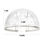 VEVOR Garden Dome Tent, 12 x 7.2 ft Outdoor Clear Bubble Tent for 4-7 Person, Weatherproof Geodesic Dome Greenhouse with Window, PVC Igloo Tents for Backyard Patios Camping Party Wedding