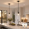 14" Gold Globe Pendant Light, Mid Century Pendant Light, Clear Glass Pendant Lights, Kitchen Island Adjustable Hanging Light Fixture for Dining Room, Bedroom, Kitchen Island