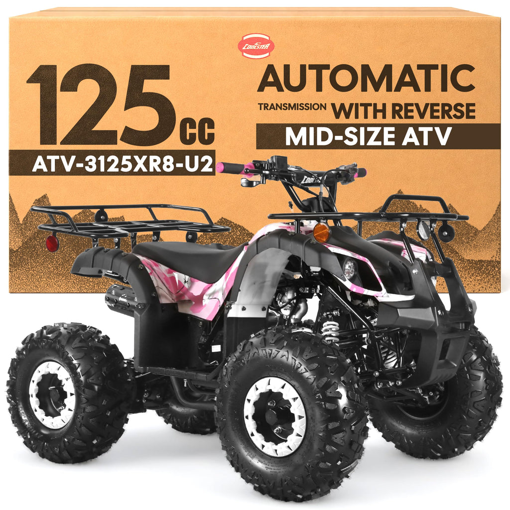125cc ATV - Gas Quad, Automatic-Reverse, Army Pink, 3125XR8-U2