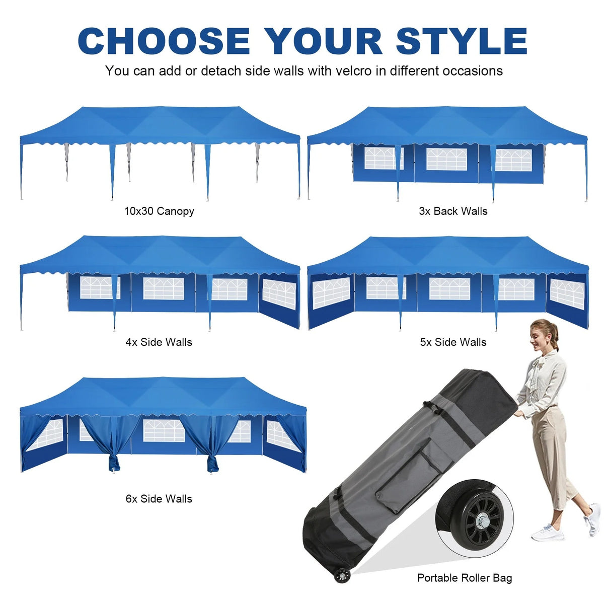 HOTEEL Canopy 10'x20' Pop Up Canopy Tent Heavy Duty Waterproof Adjustable Commercial Instant Canopy Outdoor Party Canopy Parties,Wedding,Outside Patio,Event,Backyard,White