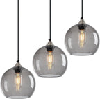 Amber Pendant Lights Kitchen Island 3 Pack, 5.9 in Seeded Glass Globe