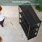 4 Tier Foldable Storage Shelves with Wheels, Large Capacity Shelving Unit, Freestanding Metal Wire Shelf Rack, No Assembly Organizer Rack for Garage Kitchen, Basement, Pantry(Black)