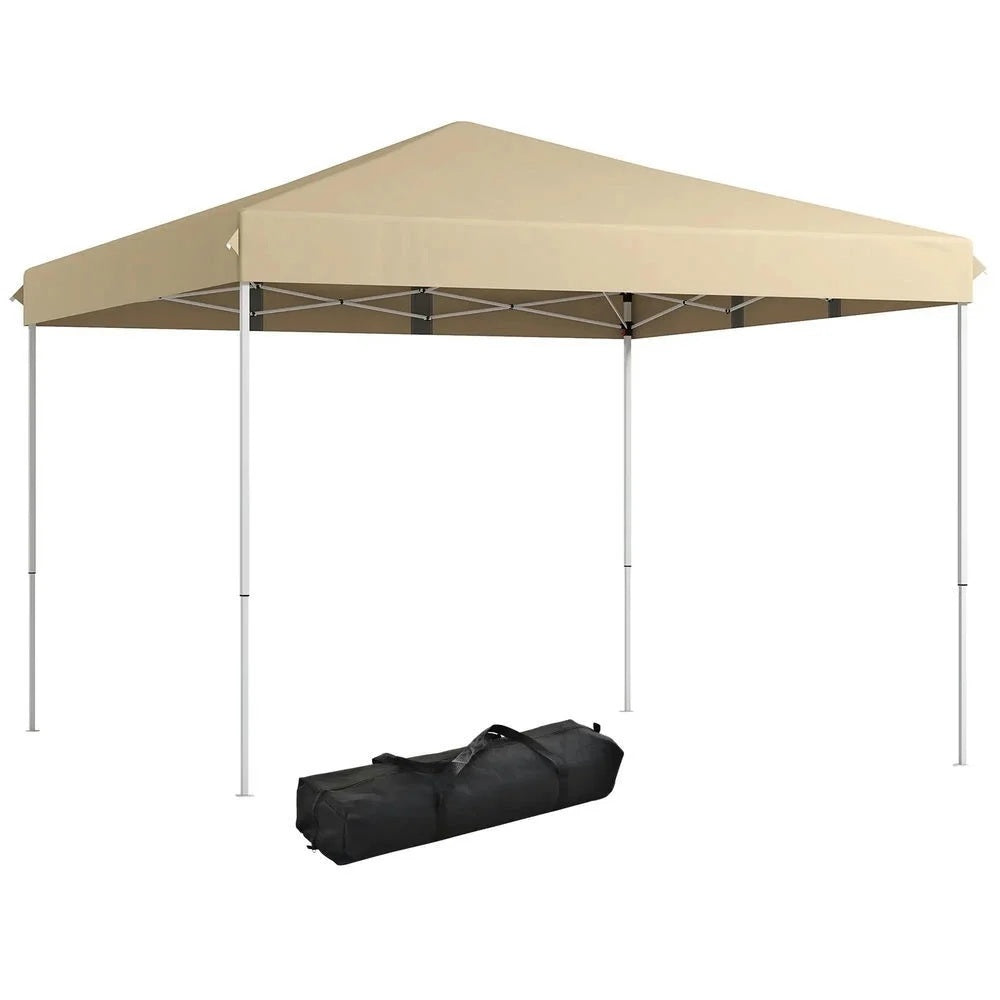 GVN Backyard Garden Canopy, Camping Canopy Screen Tent,13' x 13' Pop Up Canopy Tent with Height Adjustable, Carry Bag for Outdoor, Garden, Patio, Beige