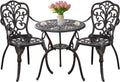 Patio Bistro Set 3 Piece Outdoor,Cast Aluminum Outdoor Bistro Table and Chair Set of 2 with 1.97" Umbrella Hole,All Weather Bistro Table Set for Front Porch Set(Butterfly Black)
