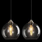 Amber Pendant Lights Kitchen Island 3 Pack, 5.9 in Seeded Glass Globe