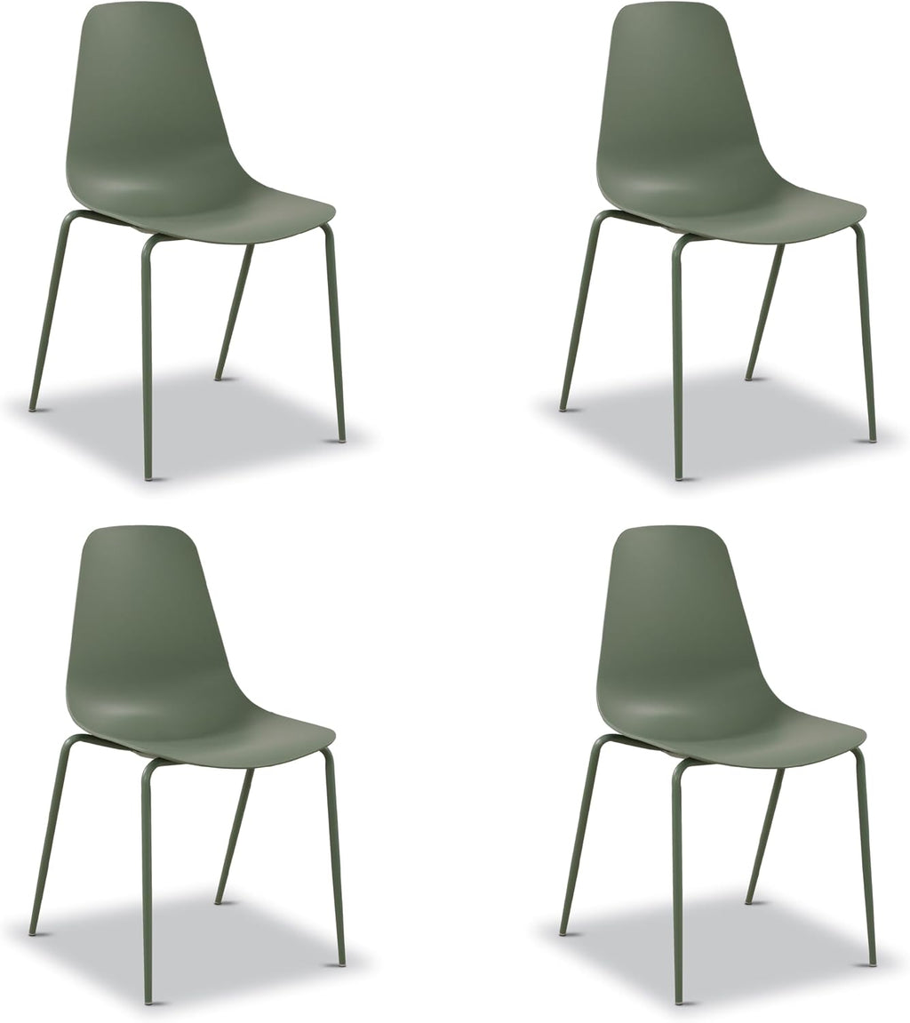 Isla Modern Kitchen Chairs Set of 4, Plastic Dining Chair with Metal Legs, Quick Assembly Simple Cafe Chairs Plastic for Indoor or Outdoor, Ocean Teal