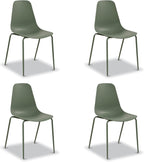 Isla Modern Kitchen Chairs Set of 4, Plastic Dining Chair with Metal Legs, Quick Assembly Simple Cafe Chairs Plastic for Indoor or Outdoor, Ocean Teal