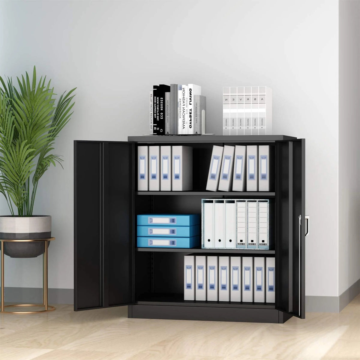 Aobabo 72 Inch Locking Storage Cabinet w/ Adjustable Shelves, Gray