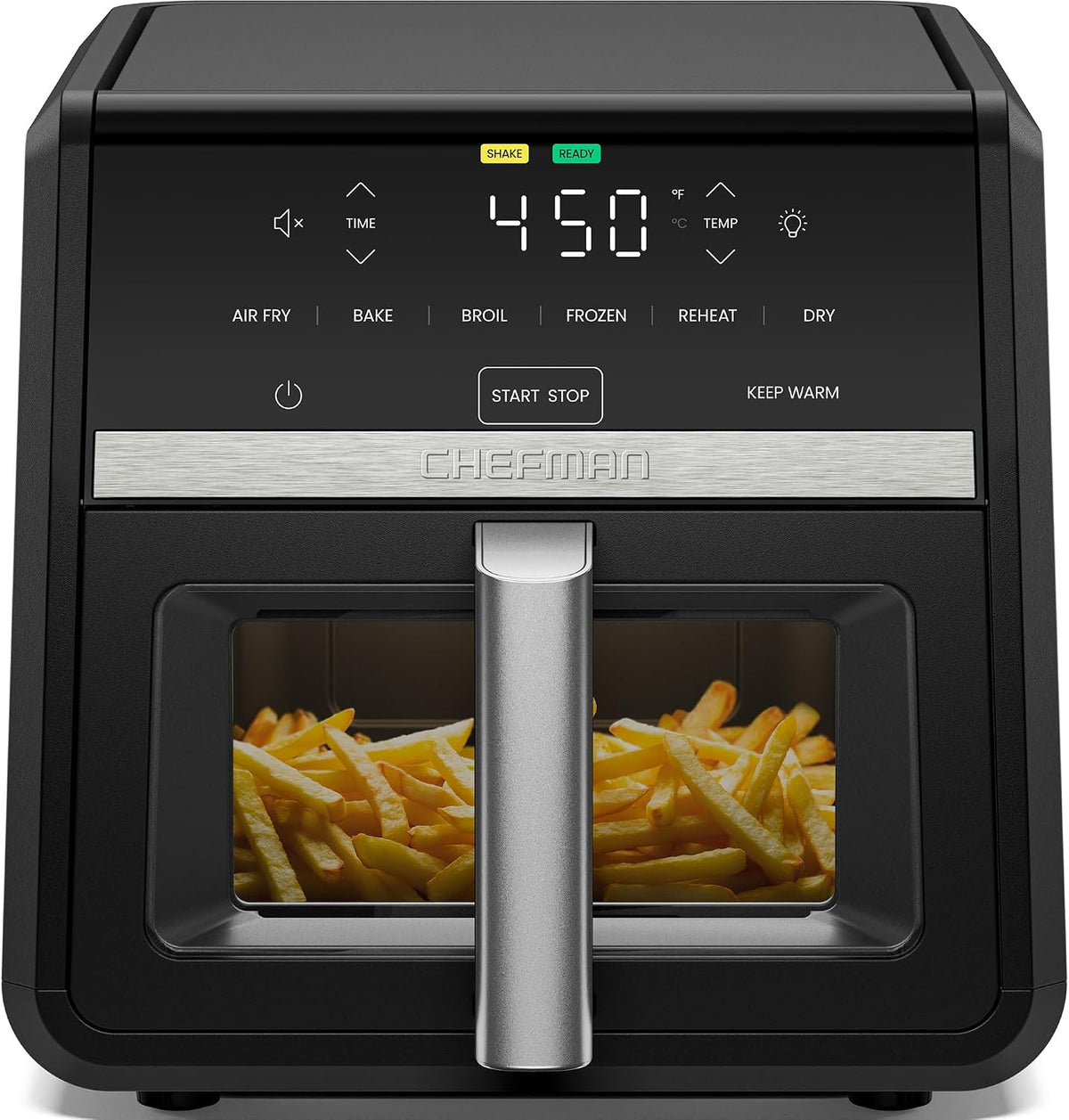 Air Fryer 8 Qt | TurboFry® 4-in-1 with 450°F Hi-Fry Option for Crispier Results | Bake, Dehydrate, Frozen | XL Nonstick Dishwasher-Safe Basket | Stainless Steel