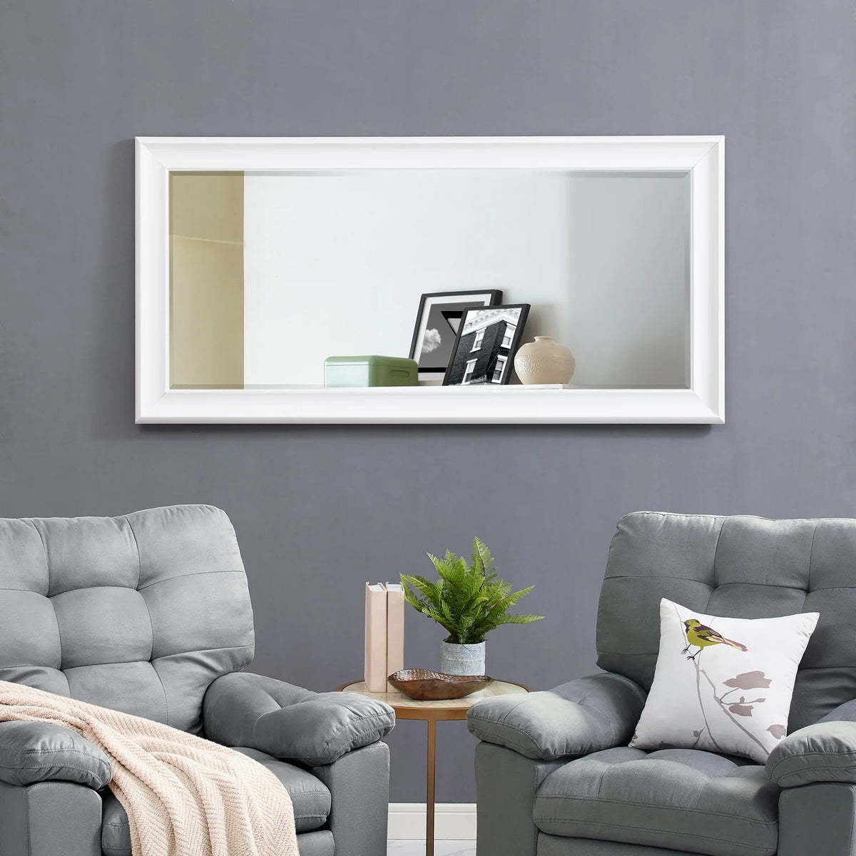 Tall Full Length Mirror, Oversized Rectangle Full Body Wall Mounted Mirror with Smooth Faux Wood Frame