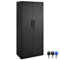 KFFKFF Iron Storage Unit, Secure Storage Unit with Dual Magnetic Entryways and Quartet of Customizable Racks, 71'' Iron Unit with 200 lbs Load Limit per Rack, Accompanied by Trio of Keys