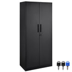 KFFKFF Iron Storage Unit, Secure Storage Unit with Dual Magnetic Entryways and Quartet of Customizable Racks, 71'' Iron Unit with 200 lbs Load Limit per Rack, Accompanied by Trio of Keys