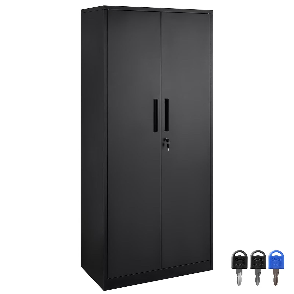 KFFKFF Iron Storage Unit, Secure Storage Unit with Dual Magnetic Entryways and Quartet of Customizable Racks, 71'' Iron Unit with 200 lbs Load Limit per Rack, Accompanied by Trio of Keys