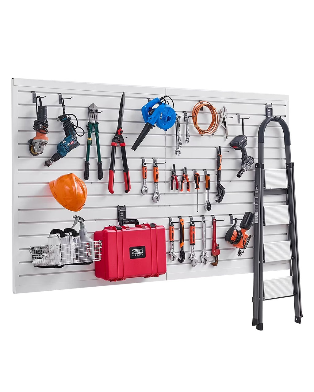 VEVOR Slat Wall Paneling, 8 x 4 ft, PVC Garage Slatwall with Accessories, White Slat Wall Easy-to-Install Adjustable Slatwall Panel with Coupling Structure & DIY Cutting, Fits for Storage & Display