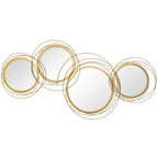 Modern Gold Metal Wall Art with Mirror, Decorative Hanging Wall Sculpture for Living Room, Bedroom and Dining Room