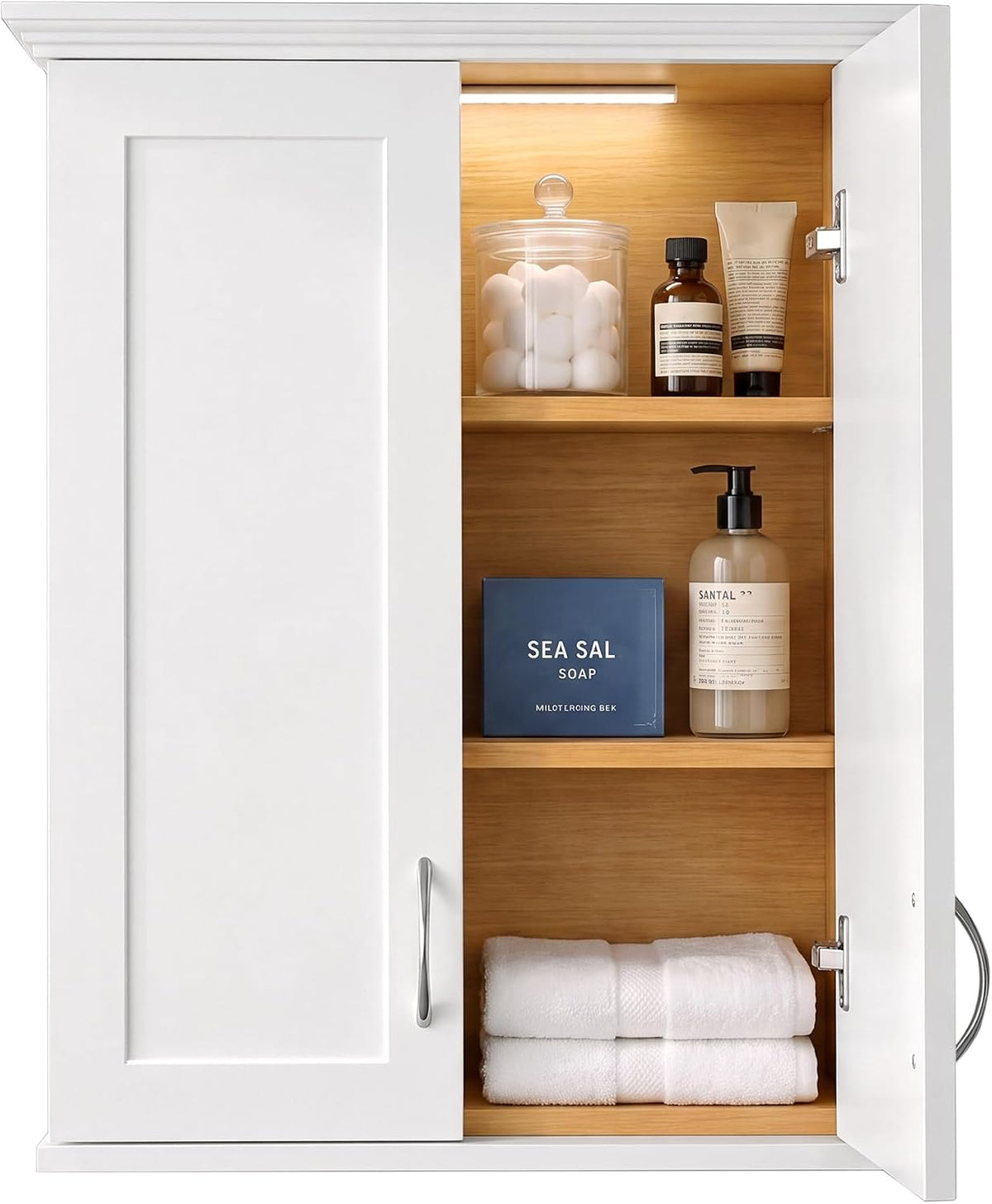 Bathroom Cabinet Wall Mount with DIY Lighting Dual-Tone Design